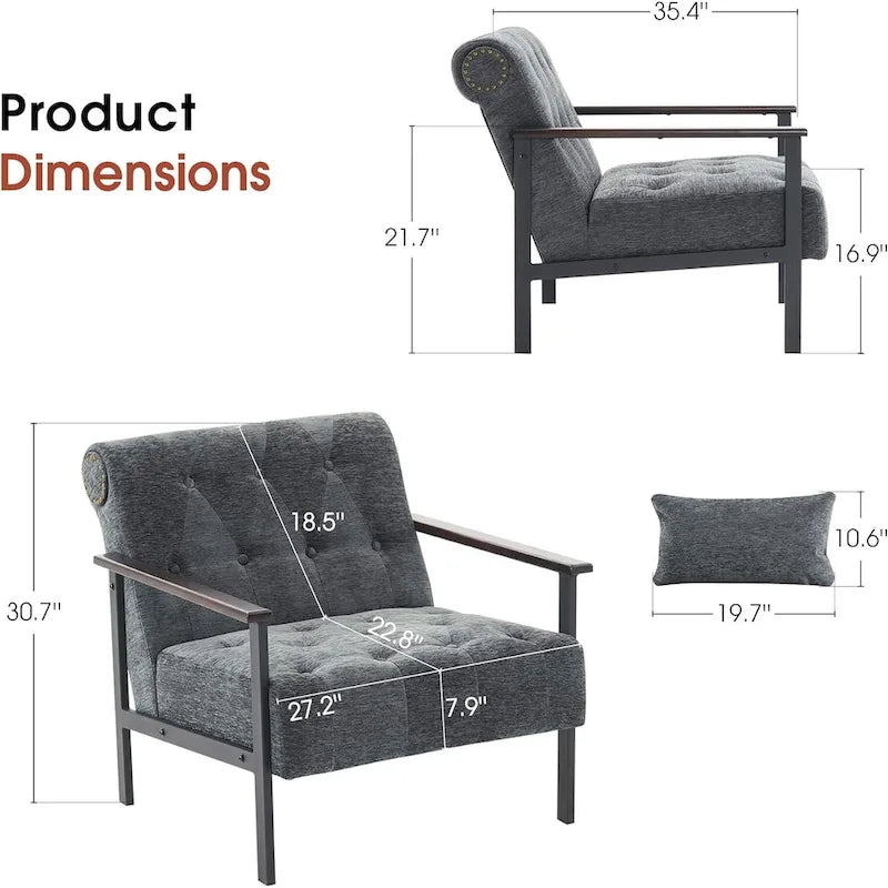 MCombo lot de 2 fauteuils d'appoint modernes et ergonomiques pour salon, Chenille, HQ417