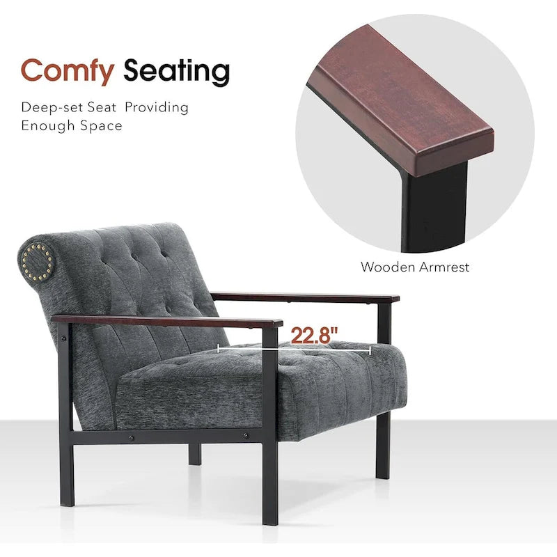 MCombo lot de 2 fauteuils d'appoint modernes et ergonomiques pour salon, Chenille, HQ417
