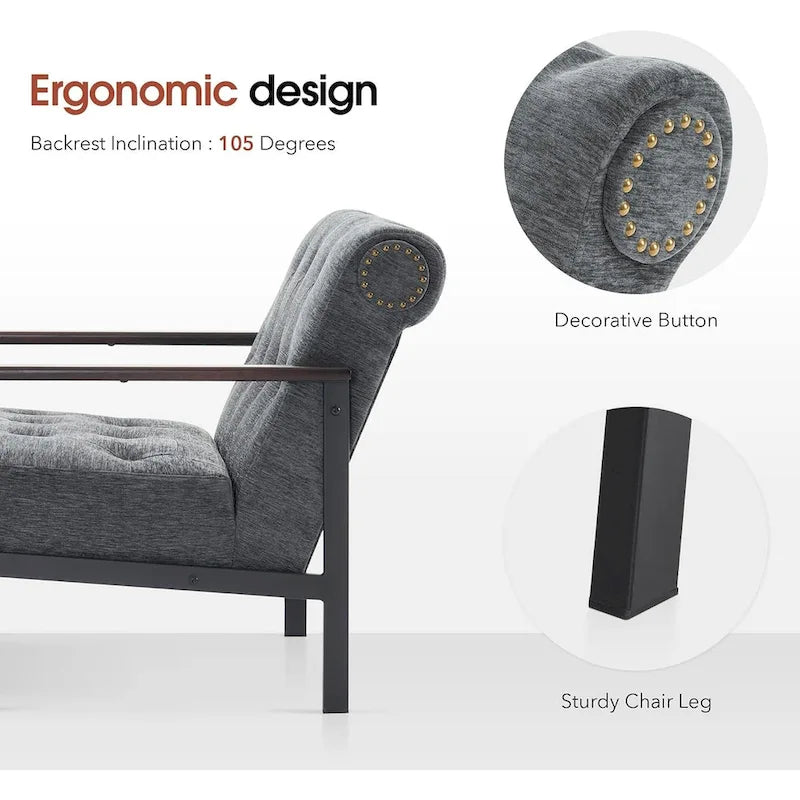 MCombo lot de 2 fauteuils d'appoint modernes et ergonomiques pour salon, Chenille, HQ417