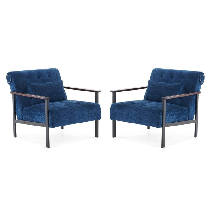 MCombo lot de 2 fauteuils d'appoint modernes et ergonomiques pour salon, Chenille, HQ417