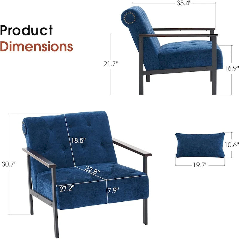 MCombo lot de 2 fauteuils d'appoint modernes et ergonomiques pour salon, Chenille, HQ417