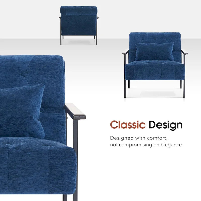 MCombo lot de 2 fauteuils d'appoint modernes et ergonomiques pour salon, Chenille, HQ417