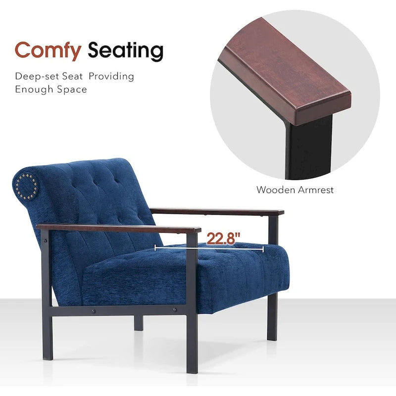 MCombo lot de 2 fauteuils d'appoint modernes et ergonomiques pour salon, Chenille, HQ417
