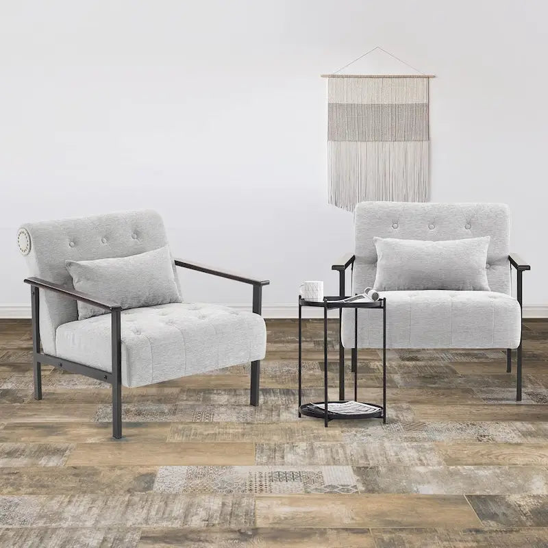 MCombo lot de 2 fauteuils d'appoint modernes et ergonomiques pour salon, Chenille, HQ417