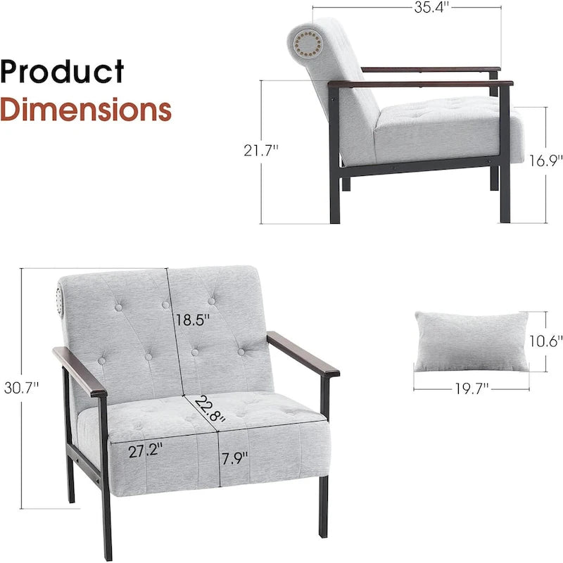 MCombo lot de 2 fauteuils d'appoint modernes et ergonomiques pour salon, Chenille, HQ417
