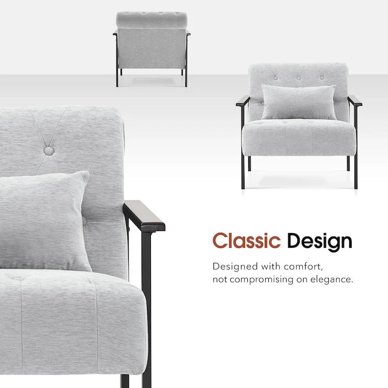 MCombo lot de 2 fauteuils d'appoint modernes et ergonomiques pour salon, Chenille, HQ417