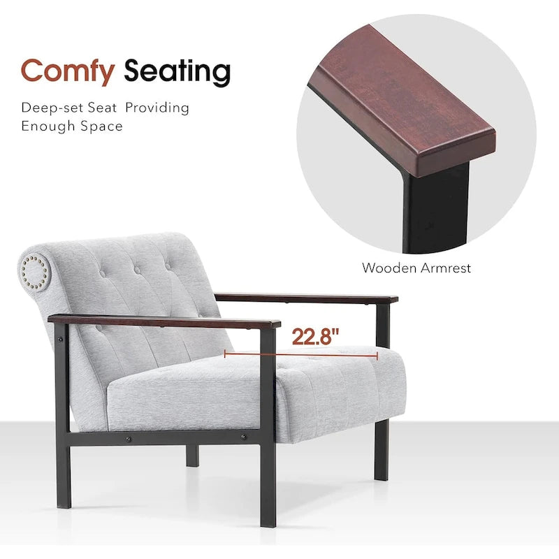 MCombo lot de 2 fauteuils d'appoint modernes et ergonomiques pour salon, Chenille, HQ417