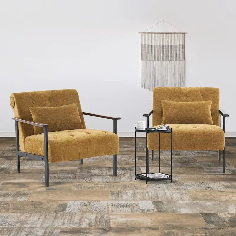MCombo lot de 2 fauteuils d'appoint modernes et ergonomiques pour salon, Chenille, HQ417