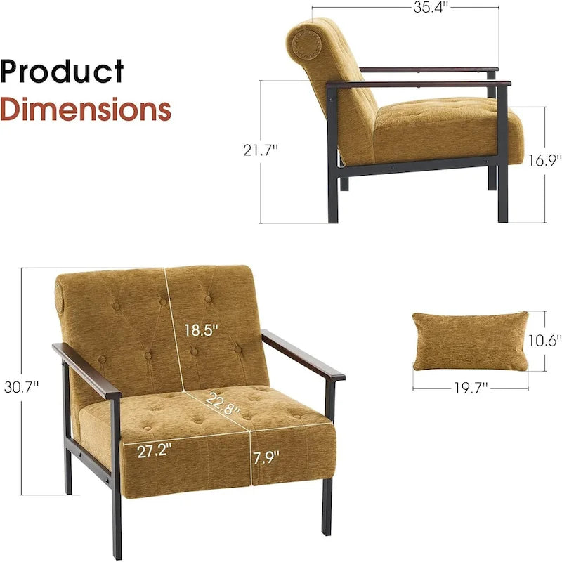 MCombo lot de 2 fauteuils d'appoint modernes et ergonomiques pour salon, Chenille, HQ417