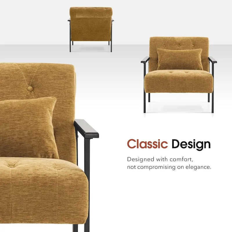 MCombo lot de 2 fauteuils d'appoint modernes et ergonomiques pour salon, Chenille, HQ417