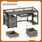 Bureau d'ordinateur LED avec tiroirs verrouillables, support de clavier et prise de courant