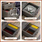 Bureau d'ordinateur LED avec tiroirs verrouillables, support de clavier et prise de courant