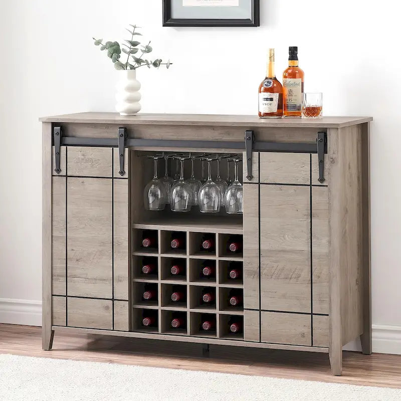 Buffet de bar à vin de ferme avec 16 porte-bouteilles - 40 P x 120 L x 88 H cm
