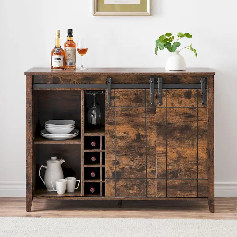 Buffet de bar à vin de ferme avec 16 porte-bouteilles - 40 P x 120 L x 88 H cm