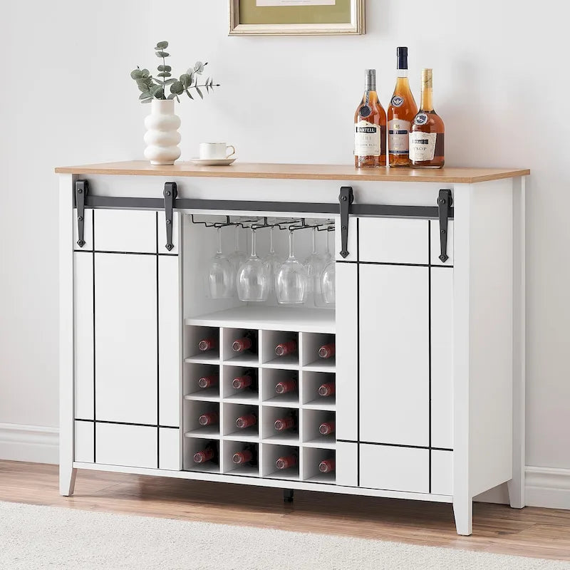Buffet de bar à vin de ferme avec 16 porte-bouteilles - 40 P x 120 L x 88 H cm