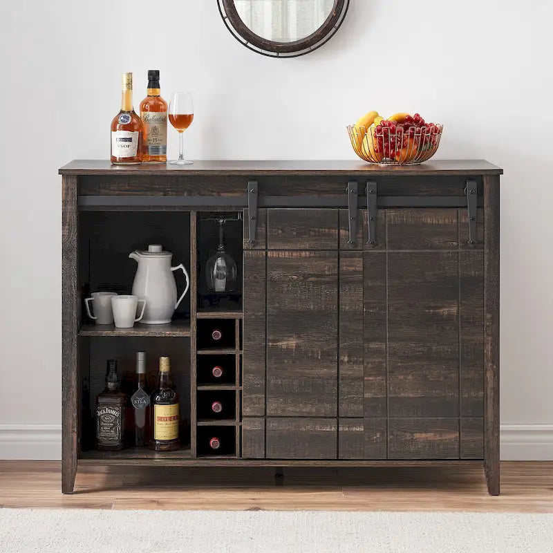 Buffet de bar à vin de ferme avec 16 porte-bouteilles - 40 P x 120 L x 88 H cm