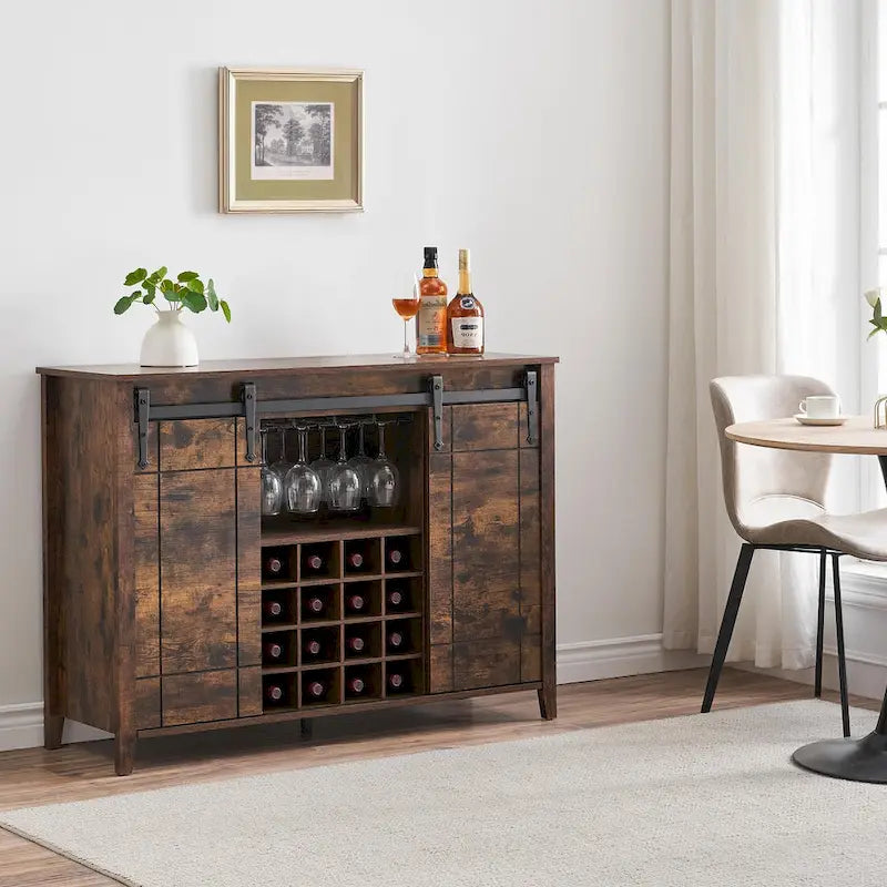 Buffet de bar à vin de ferme avec 16 porte-bouteilles - 40 P x 120 L x 88 H cm