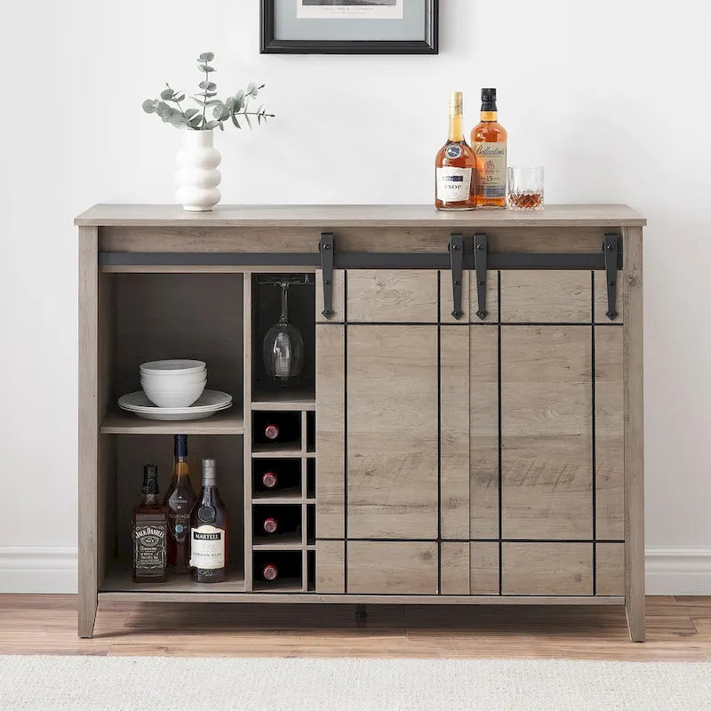 Buffet de bar à vin de ferme avec 16 porte-bouteilles - 40 P x 120 L x 88 H cm