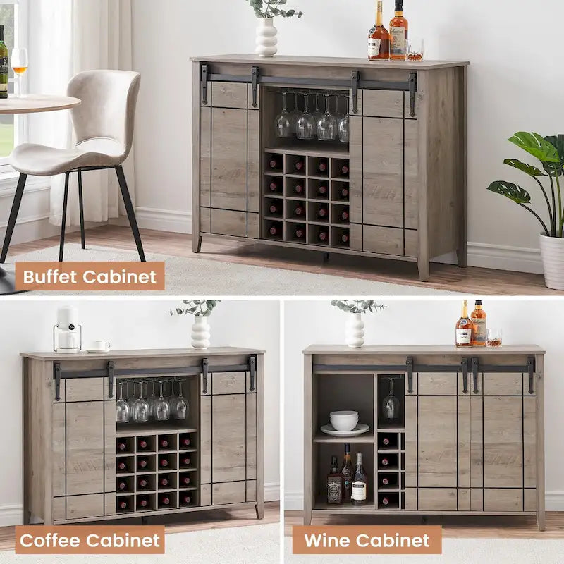 Buffet de bar à vin de ferme avec 16 porte-bouteilles - 40 P x 120 L x 88 H cm