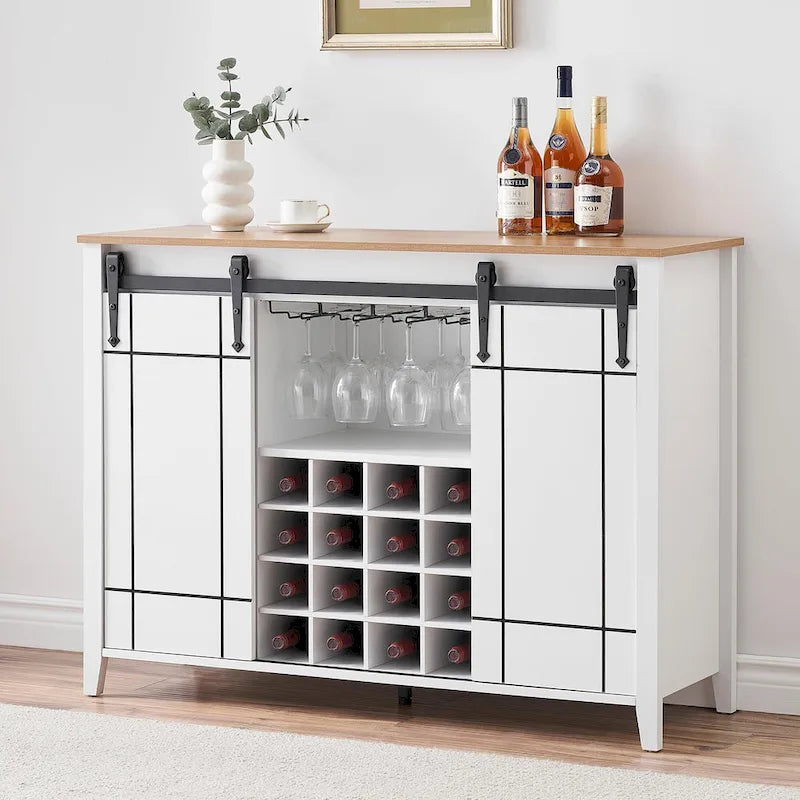Buffet de bar à vin de ferme avec 16 porte-bouteilles - 40 P x 120 L x 88 H cm