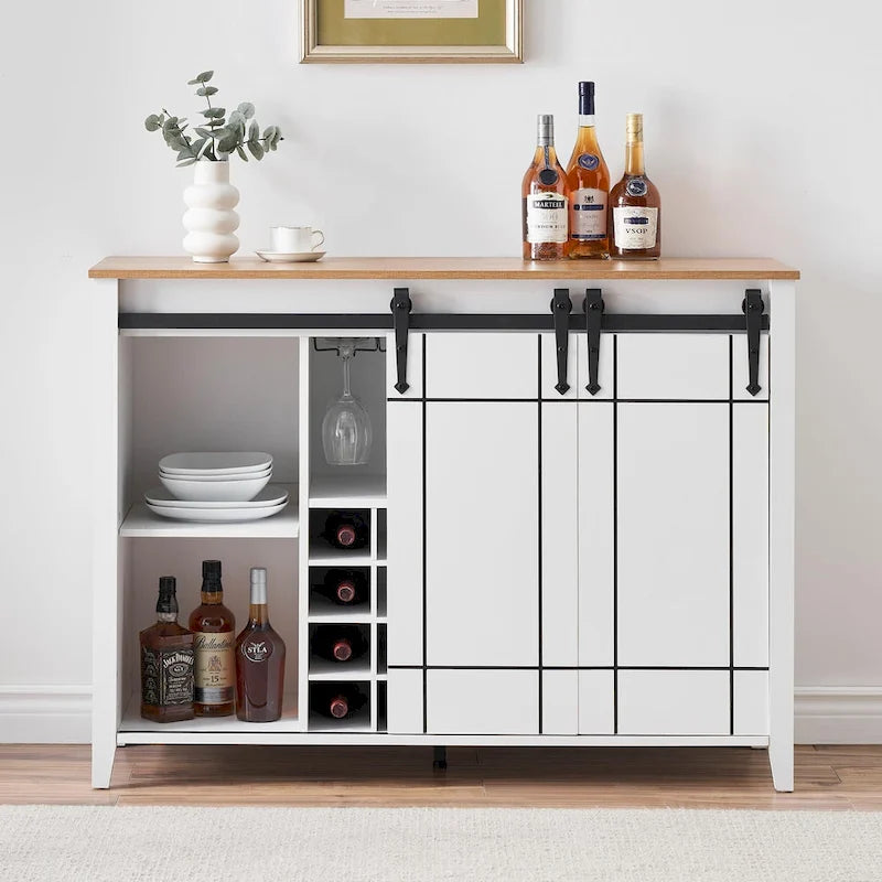 Buffet de bar à vin de ferme avec 16 porte-bouteilles - 40 P x 120 L x 88 H cm