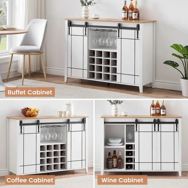 Buffet de bar à vin de ferme avec 16 porte-bouteilles - 40 P x 120 L x 88 H cm
