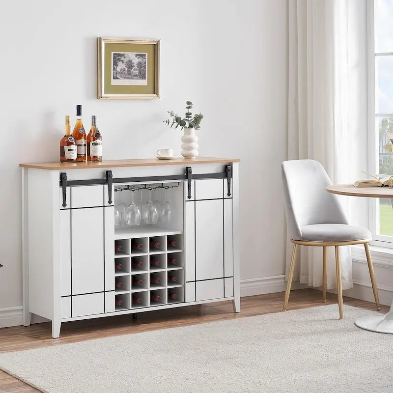 Buffet de bar à vin de ferme avec 16 porte-bouteilles - 40 P x 120 L x 88 H cm