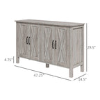 HOMCOM Meuble Buffet, Commode 47 avec 4 Portes Coulissantes et 2 Étagères Réglables, Meuble Bar à Café de Style Ferme