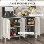 HOMCOM Meuble Buffet, Commode 47 avec 4 Portes Coulissantes et 2 Étagères Réglables, Meuble Bar à Café de Style Ferme