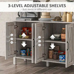 HOMCOM Meuble Buffet, Commode 47 avec 4 Portes Coulissantes et 2 Étagères Réglables, Meuble Bar à Café de Style Ferme