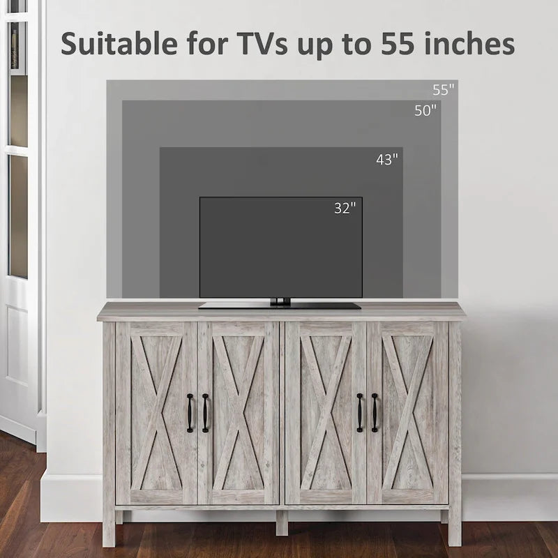 HOMCOM Meuble Buffet, Commode 47 avec 4 Portes Coulissantes et 2 Étagères Réglables, Meuble Bar à Café de Style Ferme
