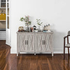 HOMCOM Meuble Buffet, Commode 47 avec 4 Portes Coulissantes et 2 Étagères Réglables, Meuble Bar à Café de Style Ferme