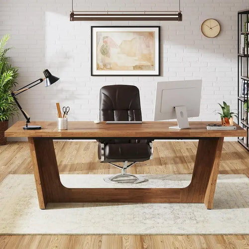 Bureau de direction de 180 cm, bureau d'ordinateur en bois pour bureau à domicile, mobilier professionnel de poste de travail