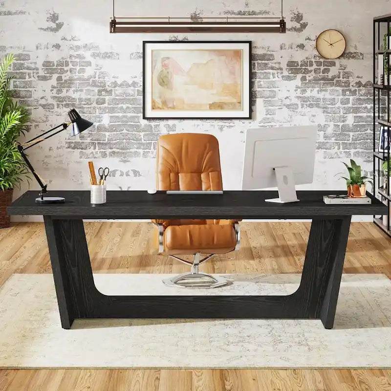 Bureau de direction de 180 cm, bureau d'ordinateur en bois pour bureau à domicile, mobilier professionnel de poste de travail