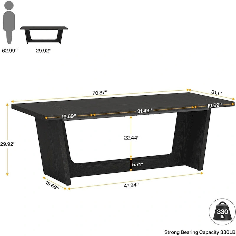 Bureau de direction de 180 cm, bureau d'ordinateur en bois pour bureau à domicile, mobilier professionnel de poste de travail