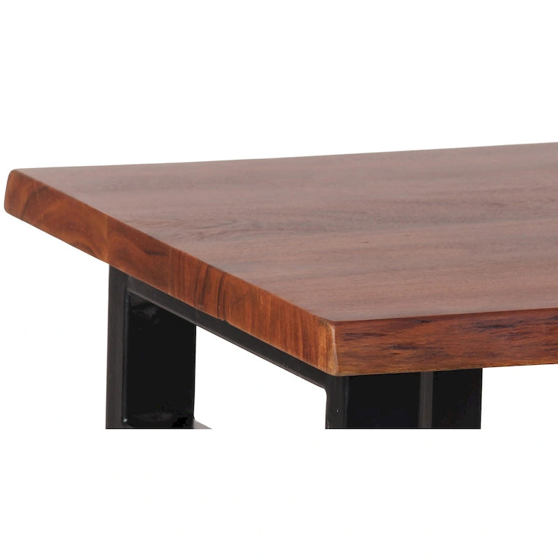 Table basse à tréteaux en acacia à bord naturel
