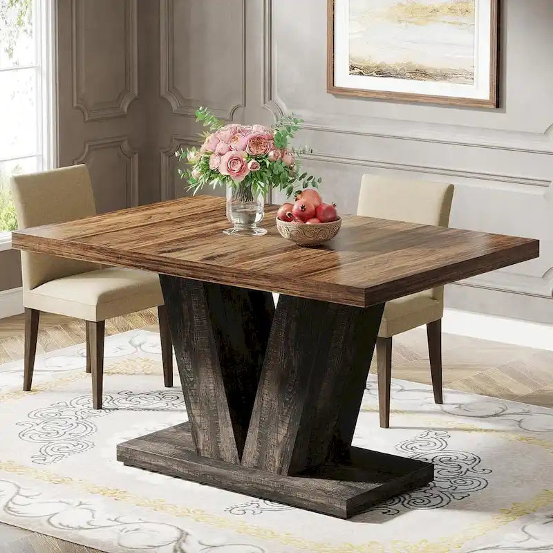 Table à manger rectangulaire 47 de petite taille pour cuisine et salle à manger de style ferme