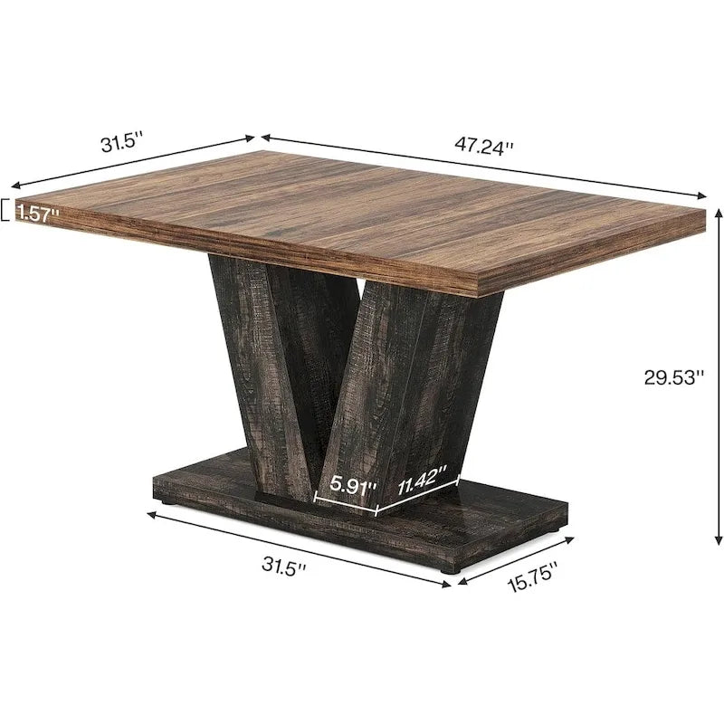 Table à manger rectangulaire 47 de petite taille pour cuisine et salle à manger de style ferme