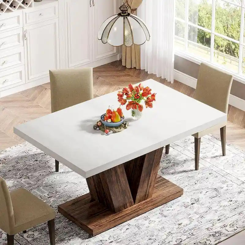 Table à manger rectangulaire 47 de petite taille pour cuisine et salle à manger de style ferme