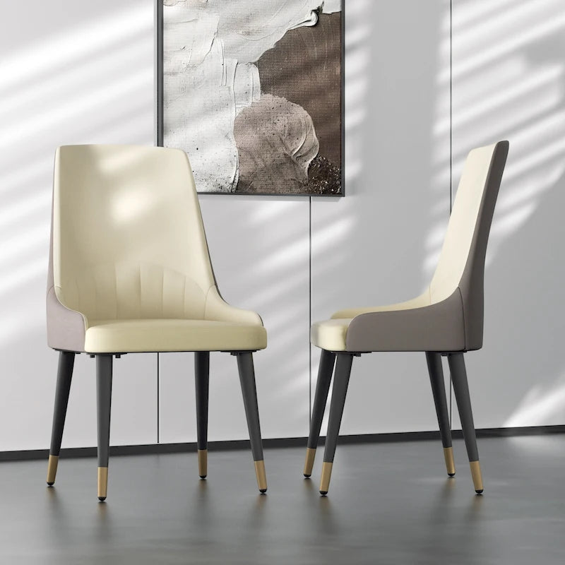 2 chaises de salle à manger contemporaines en cuir - 18x19,7x32,3 pouces