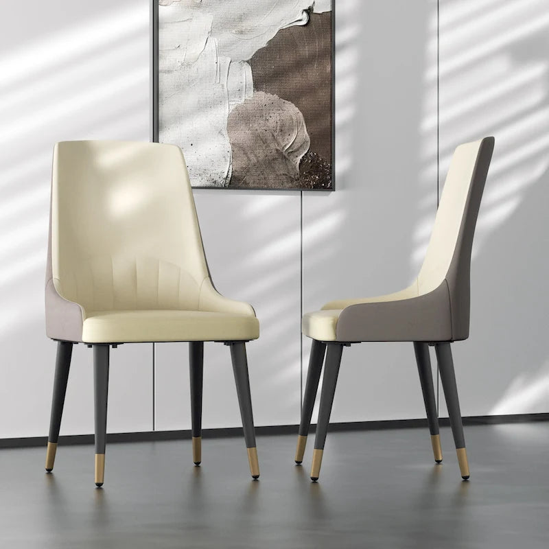 2 chaises de salle à manger contemporaines en cuir - 18x19,7x32,3 pouces