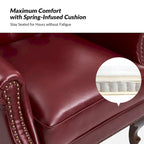 Fauteuil en Cuir Véritable Gerhard avec Clous Décoratifs et Coussins Amovibles, Ensemble de 2, par HULALA HOME