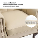 Fauteuil en Cuir Véritable Gerhard avec Clous Décoratifs et Coussins Amovibles, Ensemble de 2, par HULALA HOME