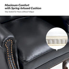 Fauteuil en Cuir Véritable Gerhard avec Clous Décoratifs et Coussins Amovibles, Ensemble de 2, par HULALA HOME