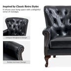 Fauteuil en Cuir Véritable Gerhard avec Clous Décoratifs et Coussins Amovibles, Ensemble de 2, par HULALA HOME