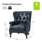 Fauteuil en Cuir Véritable Gerhard avec Clous Décoratifs et Coussins Amovibles, Ensemble de 2, par HULALA HOME