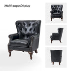 Fauteuil en Cuir Véritable Gerhard avec Clous Décoratifs et Coussins Amovibles, Ensemble de 2, par HULALA HOME