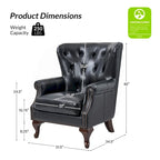 Fauteuil en Cuir Véritable Gerhard avec Clous Décoratifs et Coussins Amovibles, Ensemble de 2, par HULALA HOME
