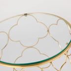 Lot de 2 tables basses avec plateau en verre et piètement en fil métallique, tables d'appoint rondes