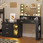 Coiffeuse Maquillage Miroir Lumineux LED Commode 5 Tiroirs Meuble